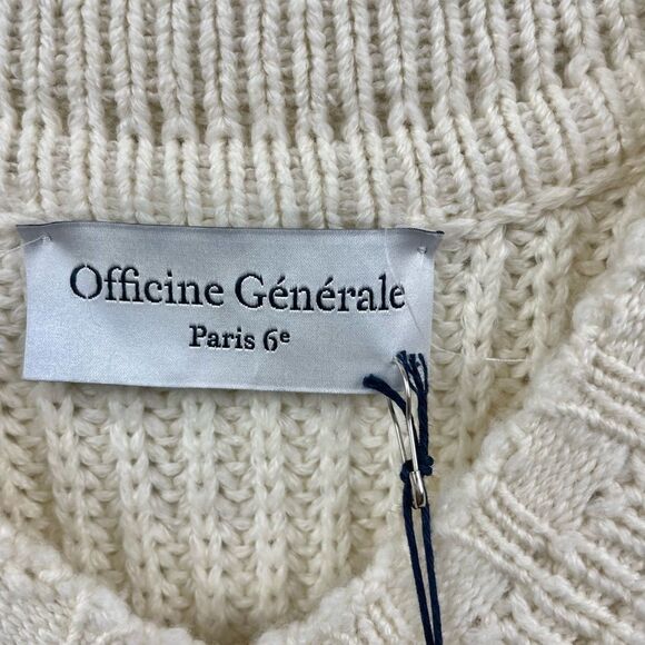 NEW Officine Generale Cream Gino V Neck Wool Blend Sweater Size L Made in Italy - Picture 7 of 8